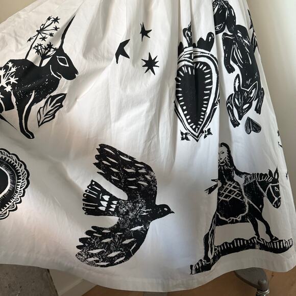 Alexander McQueen Papercut Print Puff Sleeve Poplin Dress SZ 0 - Picture 6 of 8